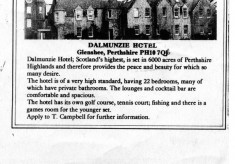 Dalmunzie Hotel Advertisement