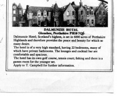 Dalmunzie Hotel Advertisement