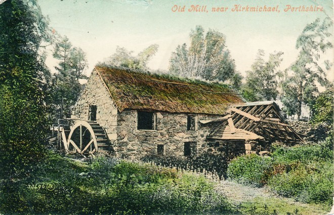 'Old Mill, near Kirkmichael, Perthshire'.  Abandoned water mill at Balnauld.