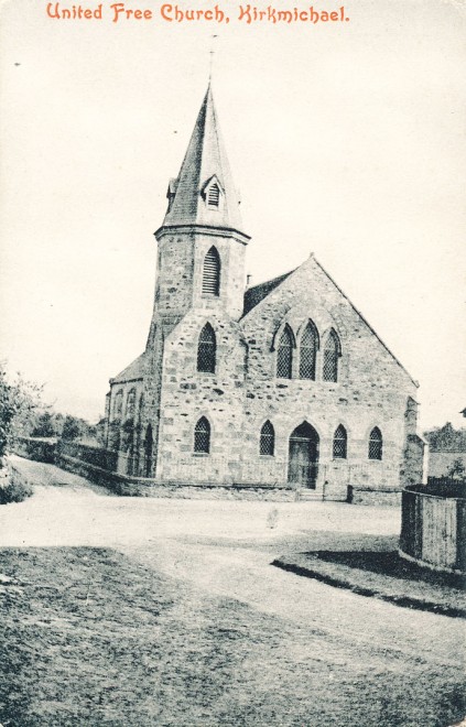 'United Free Church, Kirkmichael'.  The church is now abandoned and lies in a state of disrepair.