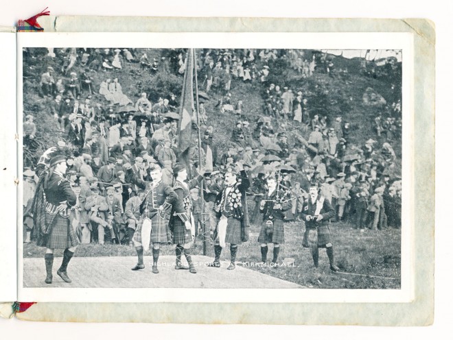 'Highland sport, Kirkmichael'.  This depicts Highland dancing at the Strathardle Gathering.