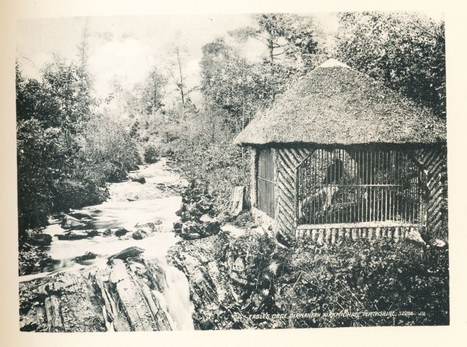 Located in the gardens of Dirnanean House lay this large cage, which kept an eagle.