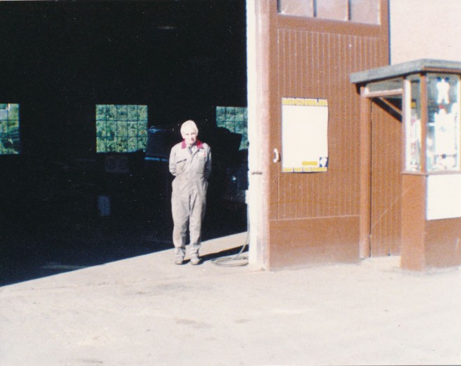 Jock Blair, proprietor of the Kirkmichael garage, c. 1980.