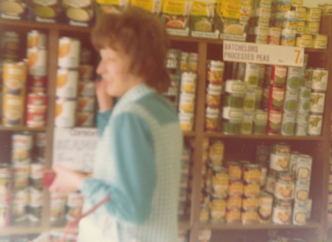 Gladys Ogilvy in the shop. 1975