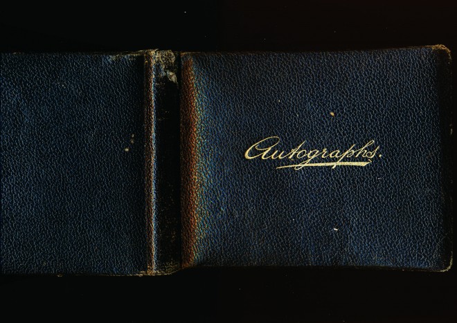 Front cover of autograph book.