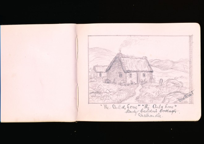 ’”The Auld House” Sandy Calder’s Cottage Strathardle’ ’L(?) Stewart’