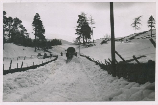 Clearing snow, Glenshee, 1940.