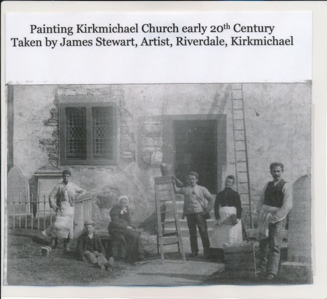 Painting Kirkmichael Church, c. 1910.