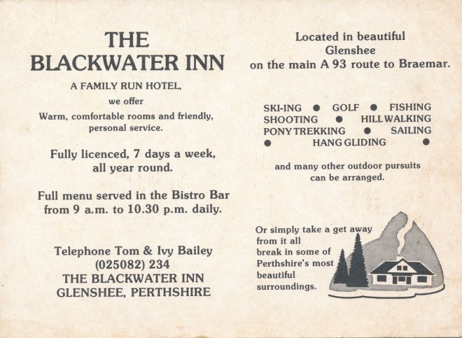 Reverse of a postcard-sized advertisement for the Inn.