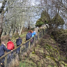 Climbing the steps to the memorial, located on a hill two-minutes' walk from Kirkmichael