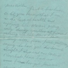 Letter from Peter Mitchell to his mother, sent from the HMS Defence (1/3)