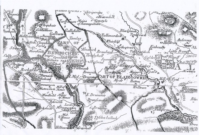 Old map of Bridge of Cally and Drimmie