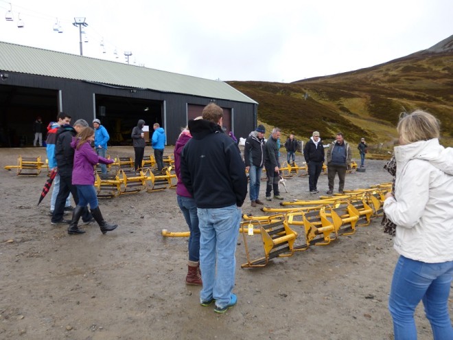 The sale of the old Cairnwell chairlift chairs. 2015.