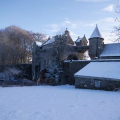 Bridge house in snow from ballintuim side Bridge house in snow