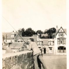 F.J. Manning fishing on KIrkmichael Bridge 1937jpg F.J. Manning fishing on KIrkmichael Bridge 1937