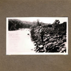 Mr Manning fishing in theArdle August 1937 Mr Manning fishing in the River Ardle August 1937