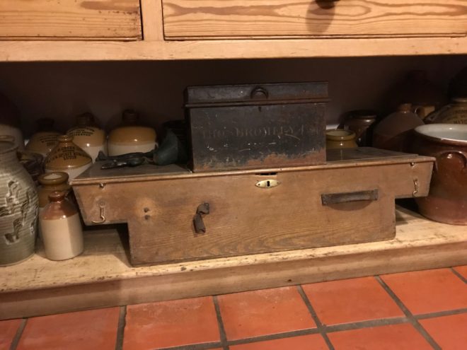 This is the box found at Dirnanean that contained lots of letters, wage books, rent books and farm information for the Kindrogan Estate. The owners were the Small Keir Family.