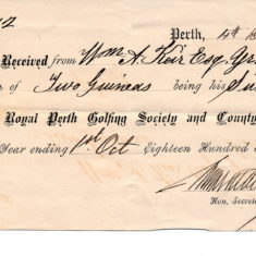 Perth Golf Club receipt William's Golf Club subscription 1878