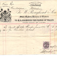 receipt for shirts Edin used by HM prince of Wales A receipt for his shirts made in Edin also used by HM Prince of Wales