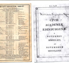 Edin Uni Courses Nov 1866-1867 W Keir
